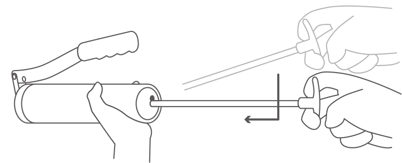 Push-Lock Style: Release the rod handle from the slotted end cap, and push down the rod handle into the barrel.